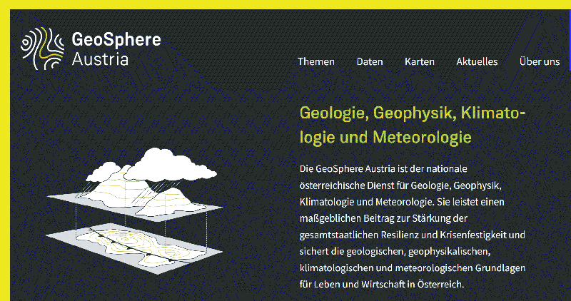 Aktuelle und Statistik-Daten über Wetter, Klima, Geophysik (Erdbeben) und mehr von GeoSphere Austria – Bundesanstalt für Geologie, Geophysik, Klimatologie und Meteorologie